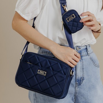 FOCUS菱格輕量防潑水真皮拼接尼龍包/側背/斜背方包+小掛包-【共3色F7050】