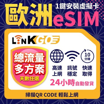【LinkGO】歐洲31國/33國eSIM 20~50GB 多天組合  總流量款 英國 義大利 瑞士 冰島 歐洲多國 歐