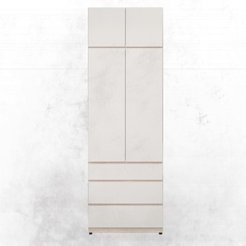 文創集 摩美斯2.7尺四門三抽加高衣櫃/收納櫃組合-80x60x240.8cm免組
