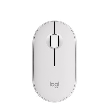 Logitech M350S 鵝卵石無線滑鼠-珍珠白