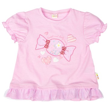 akachan honpo - 短袖T恤-薄紗蕾絲-紫色