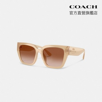 【COACH】大尺寸貓眼框太陽眼鏡-奶油米黃色(CAE82)｜官方直營