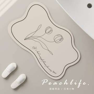 ♡peachlife.♡「台灣現貨」雲朵鬱金香吸水地墊 浴室地墊 廚房地墊 門口地墊 吸水地墊 防滑地墊 地墊 踏墊 地