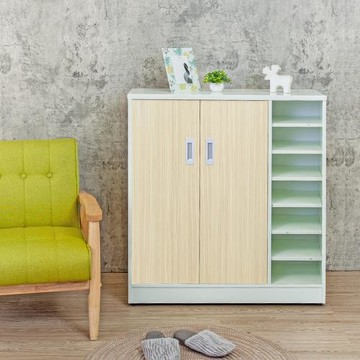 Birdie南亞塑鋼-3尺右開放二門防水塑鋼鞋櫃(黃橡木色)