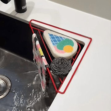 〖 𝑽𝒊𝒗𝒂 𝑯𝒐𝒎𝒆 〗廚房水槽置物架 三角置物架 水槽瀝水架 多功能收納 菜瓜布瀝水架 抹布掛架 水杯架 收納架