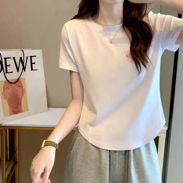 純棉正肩短袖T恤女夏季新款小眾設計感不規則別致短款打底衫上衣