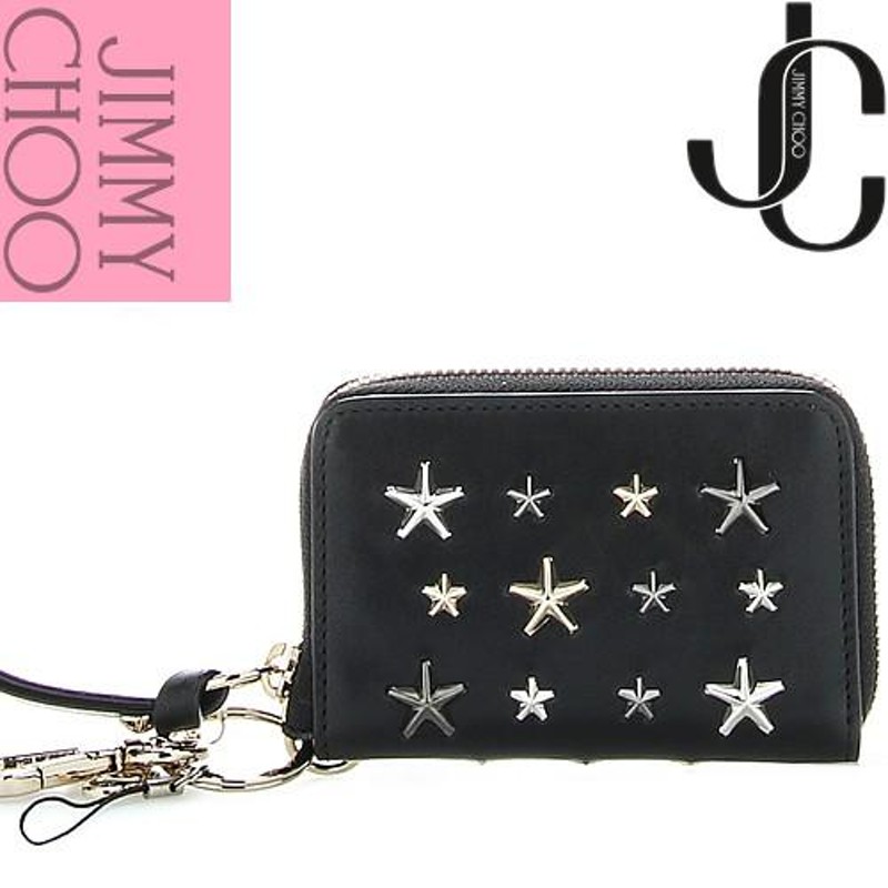 JIMMY CHOO 黒 レザー キーケース スタースタッズ付き ジミーチュウ