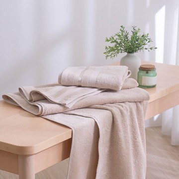 印度棉100%純棉毛巾/奶茶色(40x70cm)-3入組