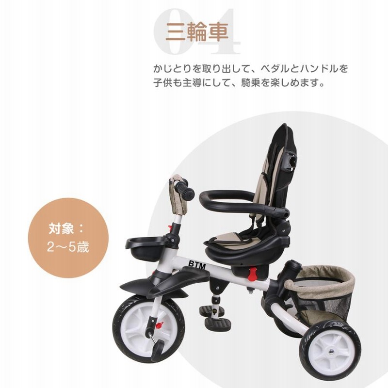 子供用三輪車　折りたたみ　かじとり　手押し棒　 おしゃれ　4in1自転車ギフト