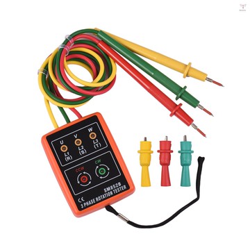 相位測試儀便攜式 3 相旋轉測試儀相序儀帶 LED 蜂鳴器的相位指示器 60V~600VAC 相序檢查器