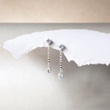 手製淺藍色拓帕石垂墮耳環 // 天然拓帕石 // 十一月份生日石