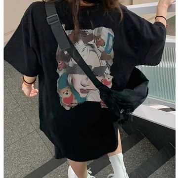 【Veee】100%純棉 t恤 短袖 oversize t恤 韓版上衣 夏季 顯瘦 寬鬆 女生衣服 ins 風 長版上衣