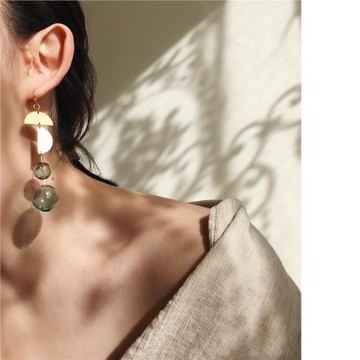 Wild Eagle 下午三點的金色光 原創黃銅氣泡 14K包金耳環 耳夾