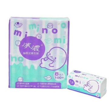 【MINO 洣濃】MINI洣濃  2層抽取式花紋衛生紙100抽x8包x8串