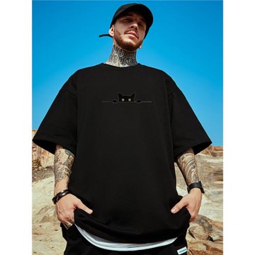 300g重磅美式加肥加大短袖t恤街頭大碼黑色圓領純棉簡約半袖男潮