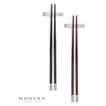 MODERN摩登黑檀木筷子不銹鋼兩雙裝北歐輕奢家用高檔餐具喬遷禮品