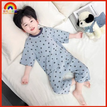 🍈清涼面料🍈兒童睡衣 兒童居家服 寶寶睡衣 女童睡衣 男童睡衣男童睡衣2026夏季新款兒童家居服套裝中袖圓領套頭F5