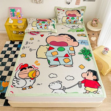 蠟筆小新涼席卡通可愛夏季冰絲席臥室優選空調席子學生宿舍冰涼墊284LPS 快速寄出