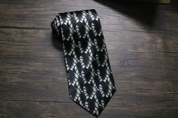 黑色方塊紋真絲領帶雅痞百搭紳士necktie