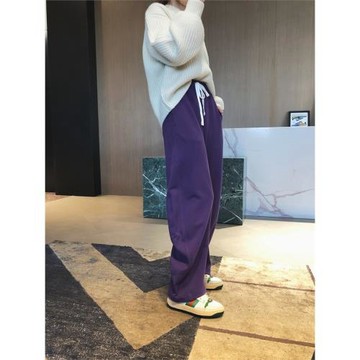2026春季新款百搭顯瘦松緊腰立體香蕉褲形寬腿衛褲女闊腿褲休閑褲