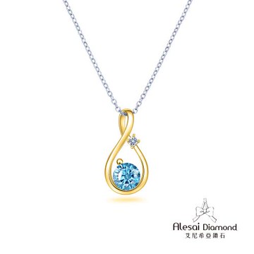 Alesai 艾尼希亞鑽石 藍色鑽石 50分 14K黃 培育鑽石項鍊 (3EX 車工 藍鑽 FANCY VIVID BLUE)