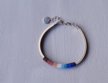 薄款男士友誼手鍊純素皮革藍棕組合