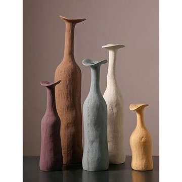 北歐素坯陶瓷花瓶擺件客廳插花干花網紅創意家居裝飾ins風高級感