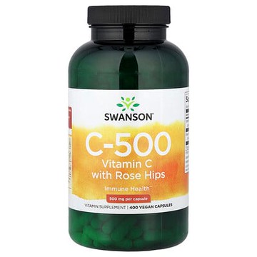 Swanson, C-500，含玫瑰果的維生素 C，400 粒全素膠囊