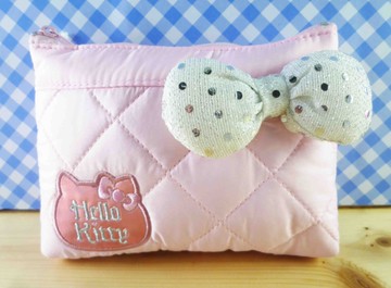 【震撼精品百貨】Hello Kitty 凱蒂貓~化妝包/筆袋-銀蝴蝶結
