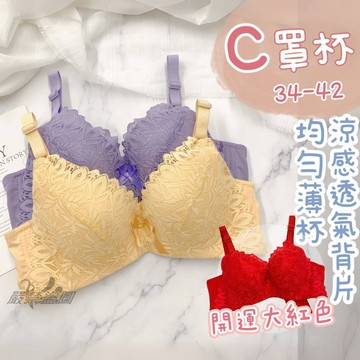 庭兒柑仔店🍊C罩杯 34-42 軟鋼圈 防外擴 三排三扣 透氣 集中包覆 女生 紅內褲 高斜邊 內衣 蕾絲 13891