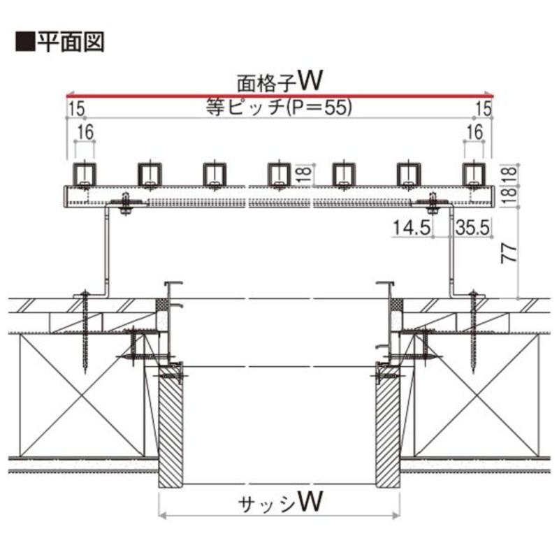 YKKAP窓まわり 面格子 ひのき調面格子 細桟格子タイプ：[幅2065mm×高