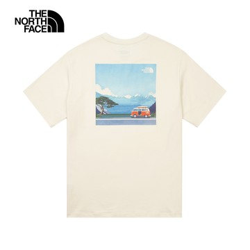 The North Face北面男女款米白色純棉短袖T恤｜8DC2QLI