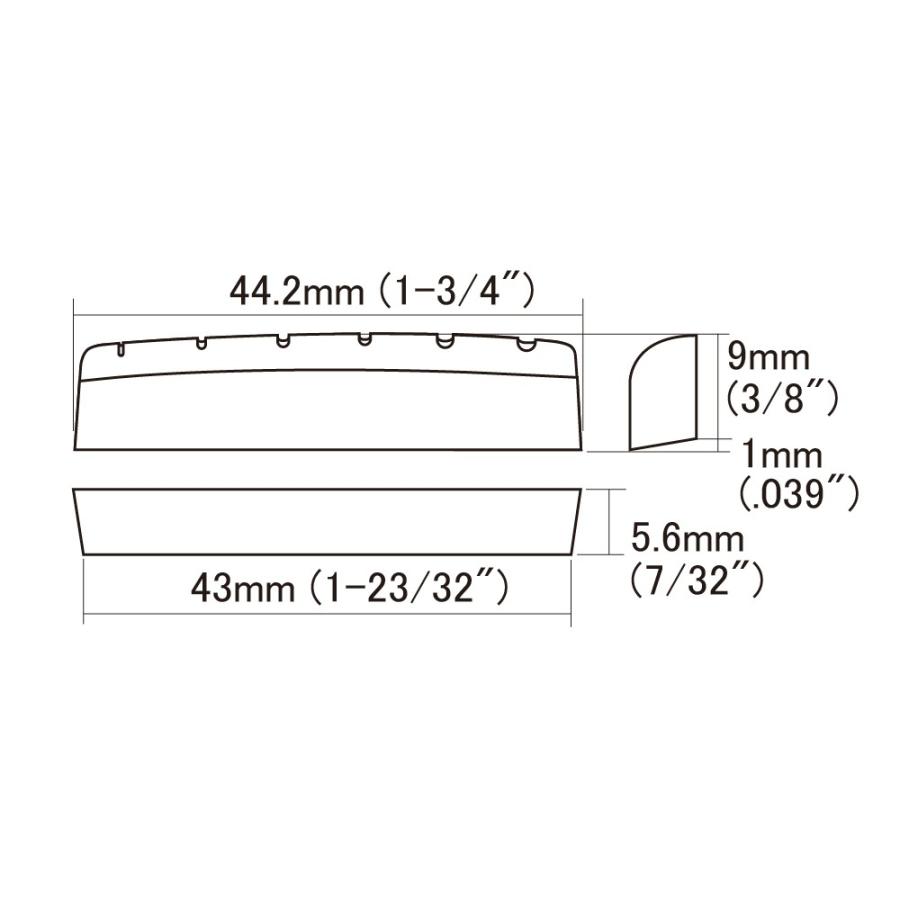 SCUD シェイプドボーンナット マーティンタイプ 43-44.2x9x5.6mm 牛骨製 HSB-NM1