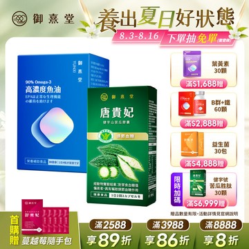 穩醣循環組｜黃金頂級90%高濃度專利魚油(120顆)+ 唐貴妃 健字山苦瓜膠囊(30顆)
