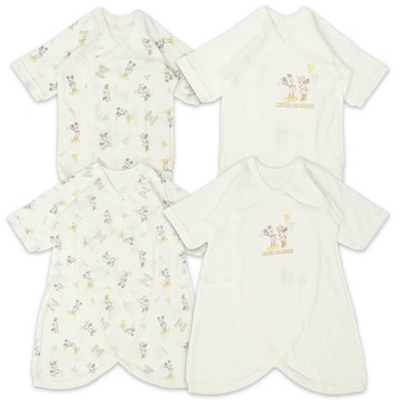 akachan honpo - 新生兒內衣組-迪士尼 米奇米妮-米白色 (50~60cm)