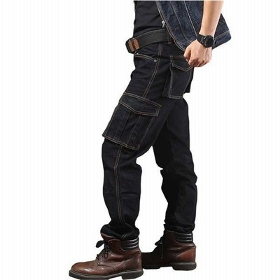 店長おすすめ 人気爆裂 極太 デニム ジーンズ パンツ メンズ ルーズフィット B系 レディース ヒップホップ ストリート 多ポケット Hiphop 通販 Lineポイント最大get Lineショッピング