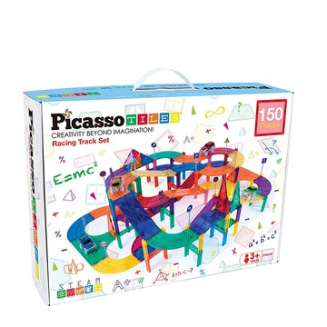 PicassoTiles 磁力積木-賽車軌道(塑膠、磁鐵/多色/多種尺寸)