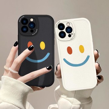 ins簡約小眾笑臉適用蘋果16手機殼iphone13/14/11/12ProMax高級X/XR/XS/MAX簡約15mini新款8plus男女防摔套