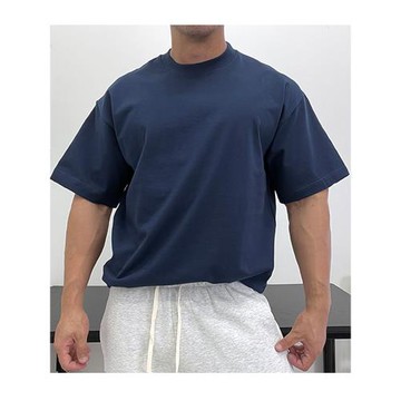 310g克重磅質感純棉!小領口圓領套頭短袖T恤打底純色顯壯寬松潮男