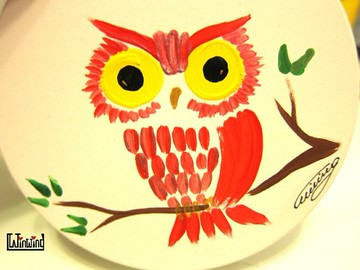 小貓頭鷹 手繪 壁飾*吸水杯墊