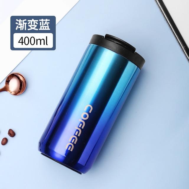 ステンレス製サーマルコーヒーマグ400ml,漏れ防止,ポータブル,トラベルフラスコ,サーマルカップ,クリスマスギフト,304