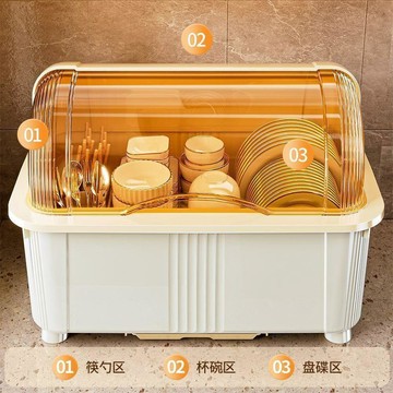 碗碟碗櫃桌面收納盒家用廚房餐具碗筷翻蓋式帶蓋瀝水碗架置物架