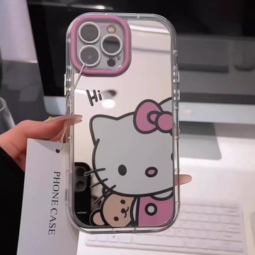 KT貓和小熊適用蘋果17promax手機殼鏡面新款iphone17pro卡通可愛16PM彩繪15少女ins風14硅膠13全包防摔17軟