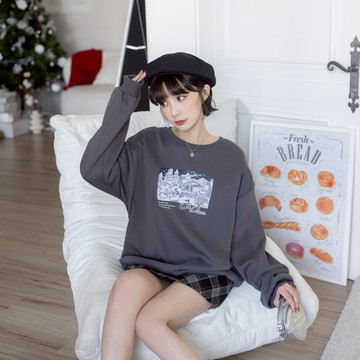 【 𝓙𝓷 𝓑𝓻𝓸𝔀𝓷 𝐱 𝓓𝓢 】小熊布朗：冬夜裡的流星內刷絨大學T(聯名款)【現貨】