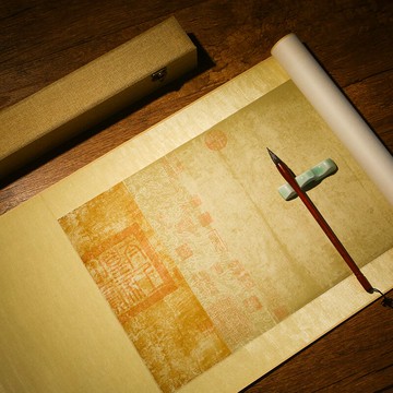 錦記大徽堂蘭亭集序宣紙卷軸橫軸空白仿古做舊蠟染詩箋半生半熟四尺對開書法專用作品紙精裱手卷掛軸宣紙批發