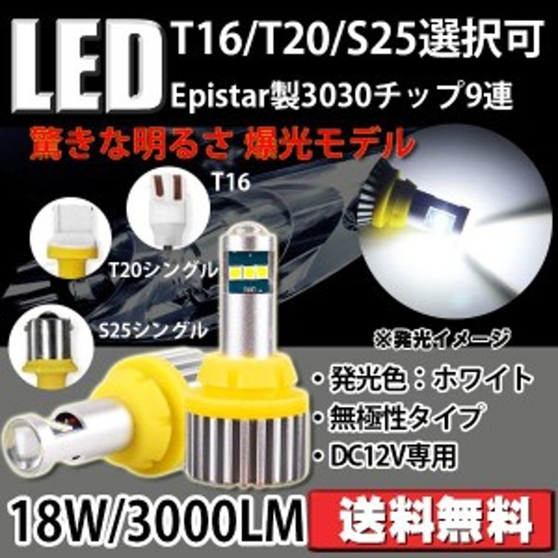 爆光 LED バックランプ バックライト S25 シングル 180° ホワイト - パーツ