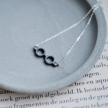 圓形眼鏡項鍊銀925