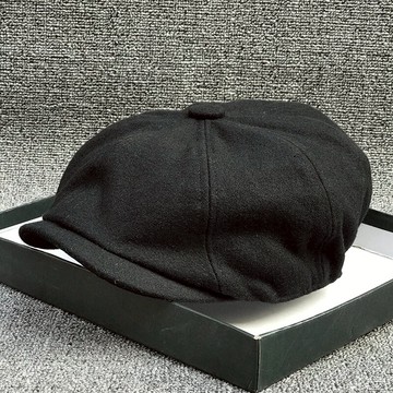 大碼男女羊毛貝雷帽韓版潮毛呢畫家帽休閑水兵帽時尚八角帽報童帽1入