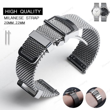 高品質米蘭網眼不銹鋼錶帶 20 毫米 22 毫米適用於萬國表飛行員金屬錶帶折疊扣手鍊男士女士奢華腕帶