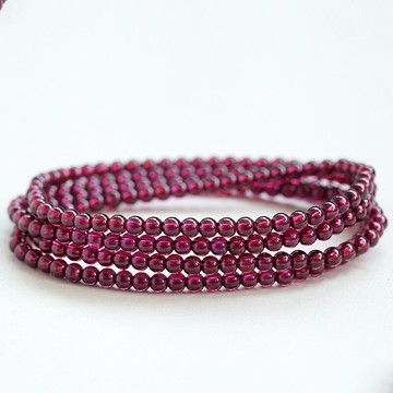 千琪收藏級6A級紫牙烏玫紅石榴石手鏈女款韓多圈多層手串水晶飾品